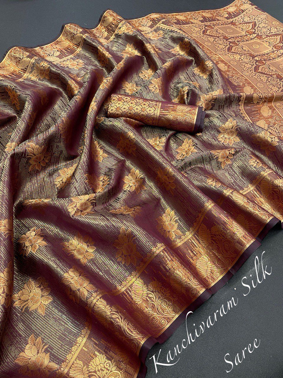 Aab Designer Non Catalog copper Silk sarees
